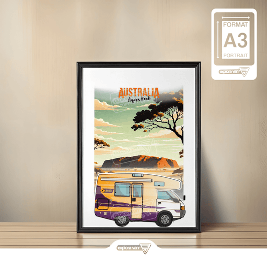 Affiche vanlife "australie - Ayers Rock" - Explora Van