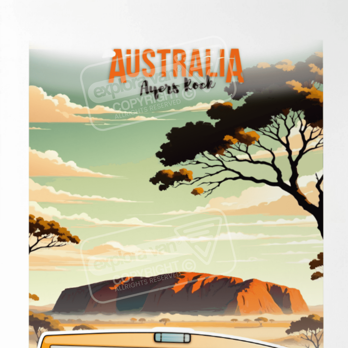 Affiche vanlife "australie - Ayers Rock" - Explora Van