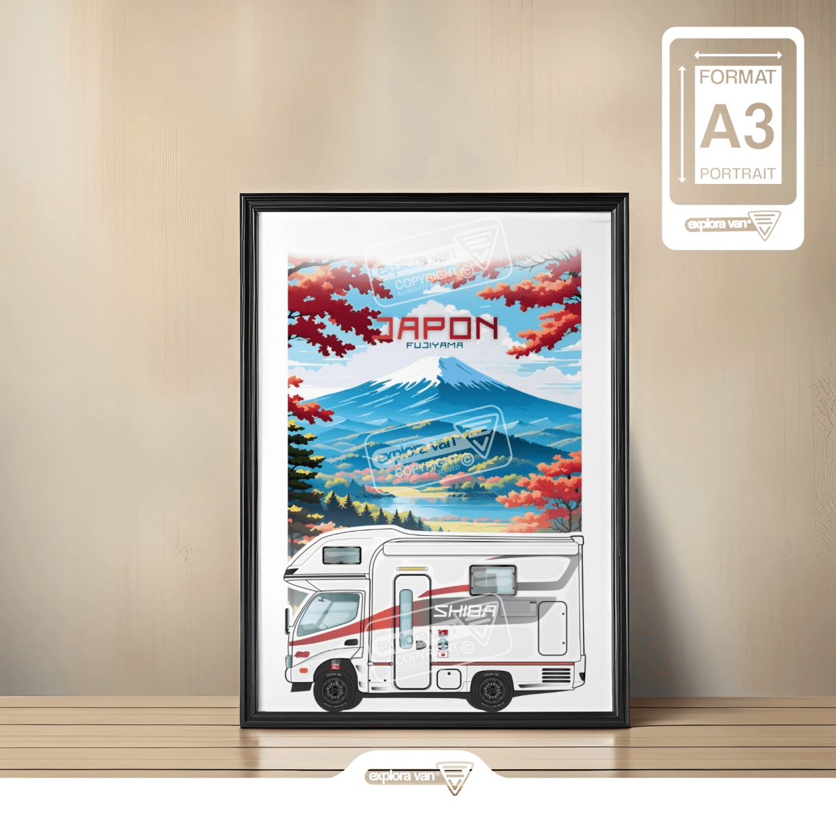 Affiche vanlife " Japon - Fujiyama" - Explora Van