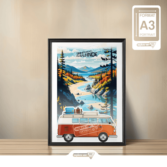 Affiche Vanlife "New Zélande" - Explora Van